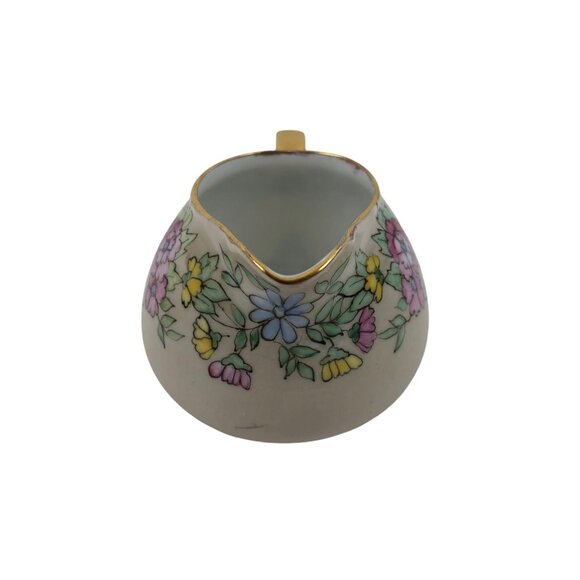 Vintage O E G Royal Austria Creamer Sugar Bowl Set Floral Design Gold Trim - Picture 8 of 10